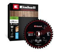 Einhell Professional Circular Saw Blade, Wood, Ø 250 x 30 mm, 40T | ATB Tooth Geometry | Carbide Teeth | PTFE Coating | Thermal Slots | Vibration & Noise Control | For Table Saws