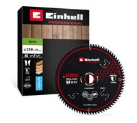 Einhell Professional Circular Saw Blade, Wood, Ø 250 x 30 mm, 80T | ATB Tooth Geometry | Carbide Teeth | PTFE Coating | Thermal Slots | Vibration & Noise Control | For Table Saws