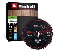Einhell Professional Circular Saw Blade, Wood, Ø 254 x 30 mm, 80T | ATB Tooth Geometry | Carbide Teeth | PTFE Coating | Thermal Slots | Vibration & Noise Control | For Table Saws