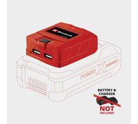 Einhell PXC Usb Fast Charger 2.1a Power Bank Adapter For Power X-change Battery, Red One Size