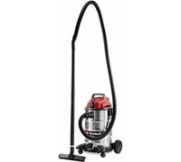 Einhell Wet and Dry Vacuum Cleaner 900W, 190mbar, Automatic Power Socket, 30L Stainless Steel Collection Container, Wheels and Rollers, incl. Nozzles, Filters and Dirt Collection Bag TC-VC 3055 SA