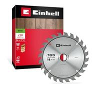 Einhell TCT Circular Saw Blade, Wood, Ø 165 x 20 mm, 24 T | ATB Tooth Geometry | Positive Hook Angle | Carbide Teeth | Thermal Slots | For Circular Saws | Incl. Reducing Ring