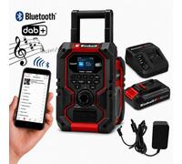 Einhell Te-Cr Pxc Digital Dab Site Radio Bluetooth Speaker Usb 2.5Ah Battery Kit
