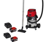 Einhell TE-VC 36/25 Li S 36v Cordless Stainless Steel Wet and Dry Vacuum Cleaner 25L 2 x 5.2ah Plus Li-ion Twin or Dual Battery Charger