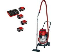 Einhell TE-VC 36/30 Li S 36v Cordless Stainless Steel Wet and Dry Vacuum Cleaner 30L 4 x 5.2ah Li-ion Twin or Dual Battery Charger