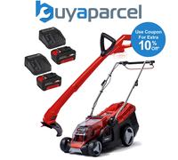 Einhell Twin 18v / 36v Lawnmower 34cm Cut 2x4Ah Battery + Grass Trimmer Strimmer