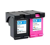 Einkshop Compatible Ink Cartridge Compatible With 667XL 667 XL Compatible With DeskJet Ink Advantage 1275 2374 2375 2376 2775 2776 Printers(1set)