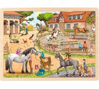 Einlegepuzzle Reiterhof: 40 x 30 x 0,8 cm, Holz, 96 Teile, per Stück