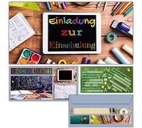 Einschulung Invitation Cards with Envelope (Set of 12) Tablet - Invitations for Children to Start at School, Entrance to School at First School Cards by Breitenwerk