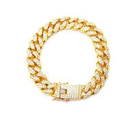 Einsgut Hip Hop Bracelet Seed Gold Plated Hip Hop Iced Out Diamond Miami Cuban Link Chain Bracelet for Men and Women,18,5 cm