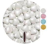 EinsSein 0,5kg Sugared Chocolate Hearts Dragees med White Pearl Heart Chocolates Sweets dragées Dragees Wedding mini Favours Guests Shapes Chocolate Table Hearts Party Baptism Sweet sugared Almonds