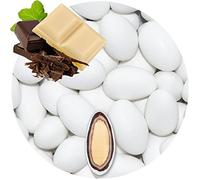 EinsSein 1kg Sugared Almonds Chocolate chocolate white matt Chocolate Almonds wedding sugar sweets almond dragees baptism dragee cake balls candy coated sweet weddings favours dragée gift fillers
