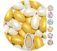 EinsSein 1kg Sugared Almonds Conchiglia mix white-gold metalic matt Wedding sugar sweets almond dragees baptism dragee cake balls candy coated sweet for weddings favours gift box sugred fillers