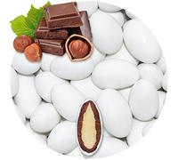 EinsSein 1kg Sugared Almonds Gracile mix midi white-sky blue matt Wedding sugar sweets almond dragees baptism dragee cake balls candy coated sweet for weddings favours gift box sugred fillers