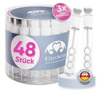 EinsSein 48x Wedding Bubbles White Love Tubes with 3D Heart Wand - Pre-Filled Mini Soap Bubble Bottles Party Favors for Wedding Guests Kids Baptism Birthday