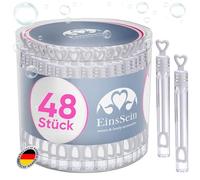 EinsSein 48x Wedding Bubbles White with Hollow Heart Handle | Mini Soap Bubble Bottles Pre-Filled 5ml | Party Favors for Wedding Guests Kids Birthday Baptism Table Decoration