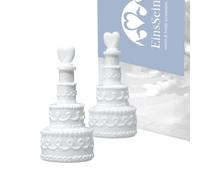 EinsSein 96x Wedding Bubbles Cake Shape - White Soap Bubble Tubes Party Favors for Guests & Kids | Mini Bottles with Wands | Perfect for Weddings Baptism Birthday Baby Shower Cake & Table Decoration