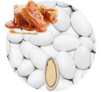 EinsSein Caramel Chocolate Almonds white matt 1kg | 160 pieces Sugar Candy Coated Jordan Almond | Dragees for Weddings Baptism & Party Favors (Gift Box Fillers) | Sweet for wedding favours
