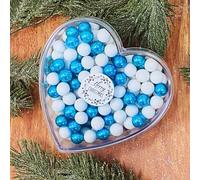 EinsSein Christmas Chocolate Heart "Merry Christmas" white-blue | Saint Nicholas gift, Festive Treat with Chocolate Spheres | small Christmas gifts, ideas| holiday chocolates