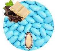 EinsSein Double Chocolate Almonds light blue glossy 1kg | 160 pieces Sugar Candy Coated Jordan Almond | Dragees for Weddings Baptism & Party Favors (Gift Box Fillers) | Sweet for wedding favours