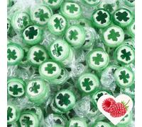EinsSein Handmade Clover Lucky Leaf Rock Sweets 500g | Green & White Candy | Happiness Treats for Party Birthday Happy New Year Candy Bar or Sweet Table