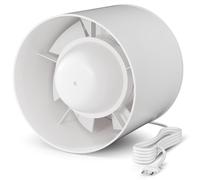 EINTTAX 100 mm Pipe Fan, Inline Extractor Fan, Quiet Pipe Fan 130 m³/h, Duct Fan for Bathroom, Toilet, Kitchen, Greenhouse, Tent, Garage, White (4 Inch (with 1.5 m Plug)