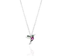 Einzelstück Necklace Hummingbird Charm, 17.7in 925 Sterling Silver, Genuine Gold Plated Silver Chain, with Cubic Zirconia, Bird Charm (Hummingbird Necklace) (Silver)