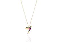 Einzelstück Necklace Hummingbird Charm, 17.7in 925 Sterling Silver, Genuine Gold Plated Silver Chain, with Cubic Zirconia, Bird Charm (Hummingbird Necklace) (Gold)