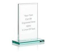 EIO Gifts Personalised 4 Inch Rectangular Glass Trophy/Award - Award for Employee of the Month, Retirement, Leadership and Appreciation - Display for Shelves & Trophy Racks