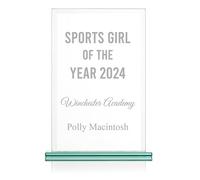 EIO Gifts Personalised 9 Inch Rectangular Glass Trophy/Award - Award for Employee of the Month, All Sports, Leadership, Retirement & Appreciation - Engraved With Your Own Custom Text.