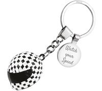 EIO Gifts Personalised Chequered Motorcycle Helmet Keyring - Motorbike Keyring with Box