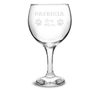 EIO Gifts Personalised Dog Mum Contemporary Balloon Gin Glass - Engraved with Any Name - Gift for Birthday, Mother's Day, for her