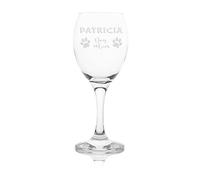 EIO Gifts Personalised Dog Mum Wine Glass in Silk Lined Presentation Box - Engraved with Any Name - Gift for Mother's Day, Birthday