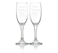 EIO Gifts Personalised Double Wine/Champagne Flutes Set - Engraved with Your Custom Text
