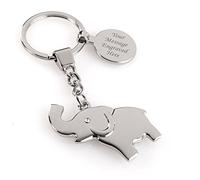 EIO Gifts Personalised Elephant Keyring / Keychain With Gift Box - Engraved with Your Custom Text