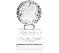 EIO Gifts Personalised Engraved Golf Ball Optical Glass Trophy - 9.5cm - Custom Golf Awards for Golfers, Coach, Teacher, or Dad - Crystal Plaque for Tournaments Sports Competitions or Best Player
