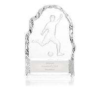 EIO Gifts Personalised Glass Footballer Wedge Trophy/Display - Engraved with any custom text