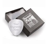 EIO Gifts Personalised Guitar Pick with Gift Box - Silver Guitar Plectrum for Bass, Acoustic & Electric Guitar - Engraved with Your Custom Text