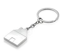 EIO Gifts Personalised House Shaped 'New Home' Keyring Style 2 - Engraved with Your Custom Text