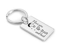 EIO Gifts Personalised 'I Love You To The Moon And Back' Design Keyring/Keychain - Engraved with Your Custom Text
