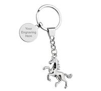 EIO Gifts Personalised Prancing Horse / Stallion Keyring - Engraved with Your Custom Text
