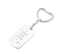 EIO Gifts Personalised Rectangular Keyring With Love Heart Design for Him or Her - Engraved with your custom text