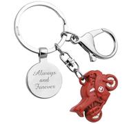 EIO Gifts Personalised Red With White Detail Motorbike/Motorcycle Keyring | Unique Gift for Bikers, New Drivers, Men and Women | Cool Keychain Accessories for Superbike, Mopeds, Keys and Bag | Boxed