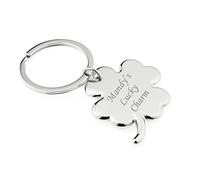 EIO Gifts Personalised Shamrock / Four Leaf Clover Keyring - Engraved with your custom text