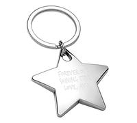 EIO Gifts Personalised Silver Chrome Star Keyring, Custom Engraved Keychain For Men and Women, Unique Keychains, Car Keyring, Accessories, Tags, and Gift, Ideal for Key Holder, Car Fob, Bag Accessory