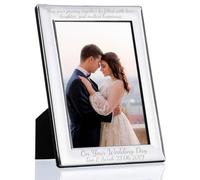 EIO Gifts Personalised Silver Photo Frame - 5” x 7” Curve Edge Personalised Photo Gifts - Personalised Photo Frames with Stand - Engraved with Your Custom Text