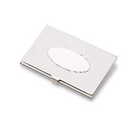 EIO Gifts Personalised Silver Plated Ribbed Business / Credit Card Holder - Engraved with Your Custom Text