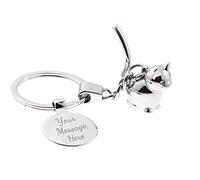 EIO Gifts Personalised Sitting Cat Keyring Presentation Box - Engraved Your Custom Text