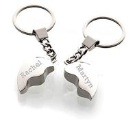 EIO Gifts Personalised Split/Joining Love Heart Keyrings, Engraved with any name or custom text, Bestfriend Keyring, Valentine Day Gifts Keyring for Women Anniversary Wedding Gifts Keyring for Wife