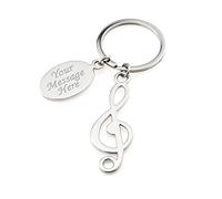 EIO Gifts Personalised Treble Clef Music Note Keyring in Presentation Box - Engraved with your Custom Text - For Musician/Music Lover